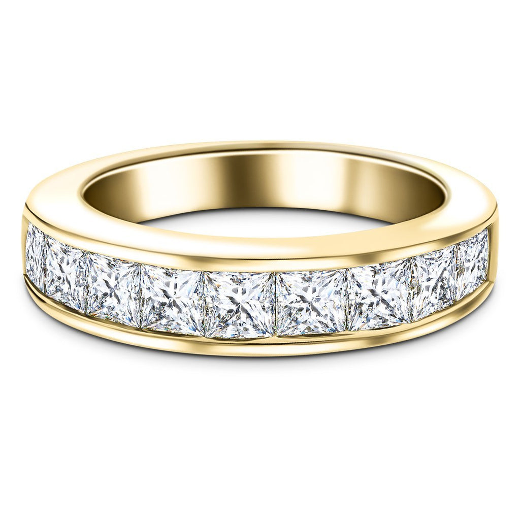 Diamond Princess Half Eternity Ring 1.50ct G/SI 18k Yellow Gold 4.4mm - All Diamond