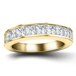 Diamond Princess Half Eternity Ring 1.50ct G/SI 18k Yellow Gold 4.4mm - All Diamond