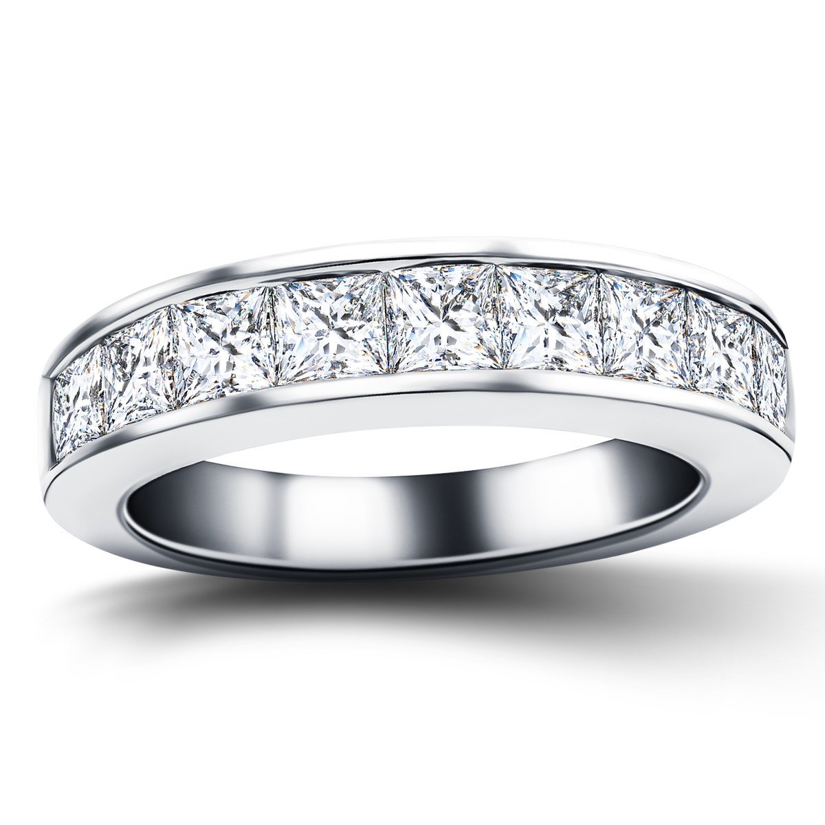 Diamond Princess Half Eternity Ring 1.50ct G/SI in Platinum 4.4mm - All Diamond