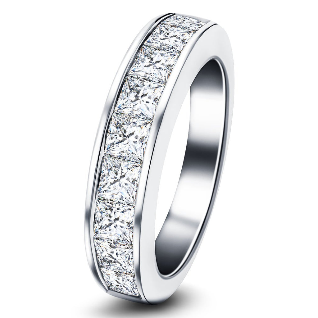 Diamond Princess Half Eternity Ring 1.75ct G/SI 18k White Gold 4.6mm - All Diamond