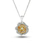 Diamond Rose Pendant Necklace 0.25ct G/SI Quality in 18k 3 Tone Gold