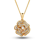 Diamond Rose Pendant Necklace 0.25ct G/SI Quality in 18k Rose Gold - All Diamond