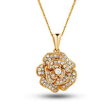Diamond Rose Pendant Necklace 0.25ct G/SI Quality in 18k Rose Gold - All Diamond