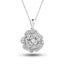 Diamond Rose Pendant Necklace 0.25ct G/SI Quality in 18k White Gold