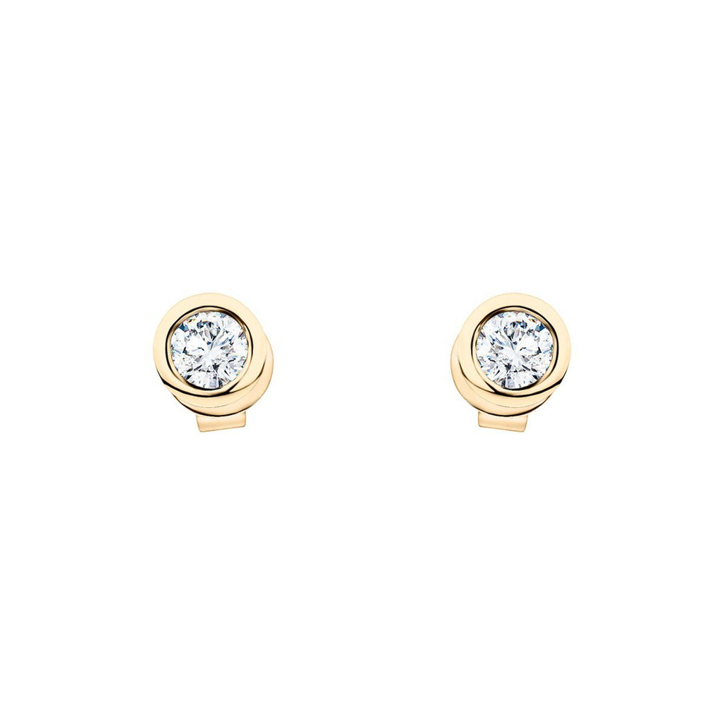 Diamond Rub Over Earrings 0.20ct G/SI Quality in 18k Yellow Gold - All Diamond