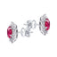 Diamond & Ruby Oval Cluster Earrings 1.60ct 18k White Gold - All Diamond