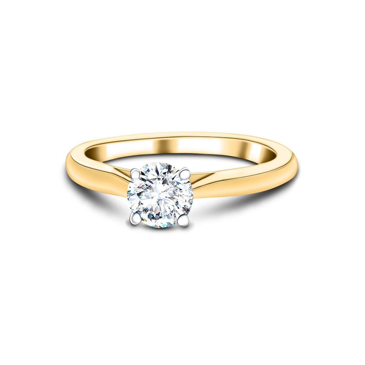 Diamond Solitaire Engagement Ring 0.40ct G/SI Quality 18k Yellow Gold - All Diamond