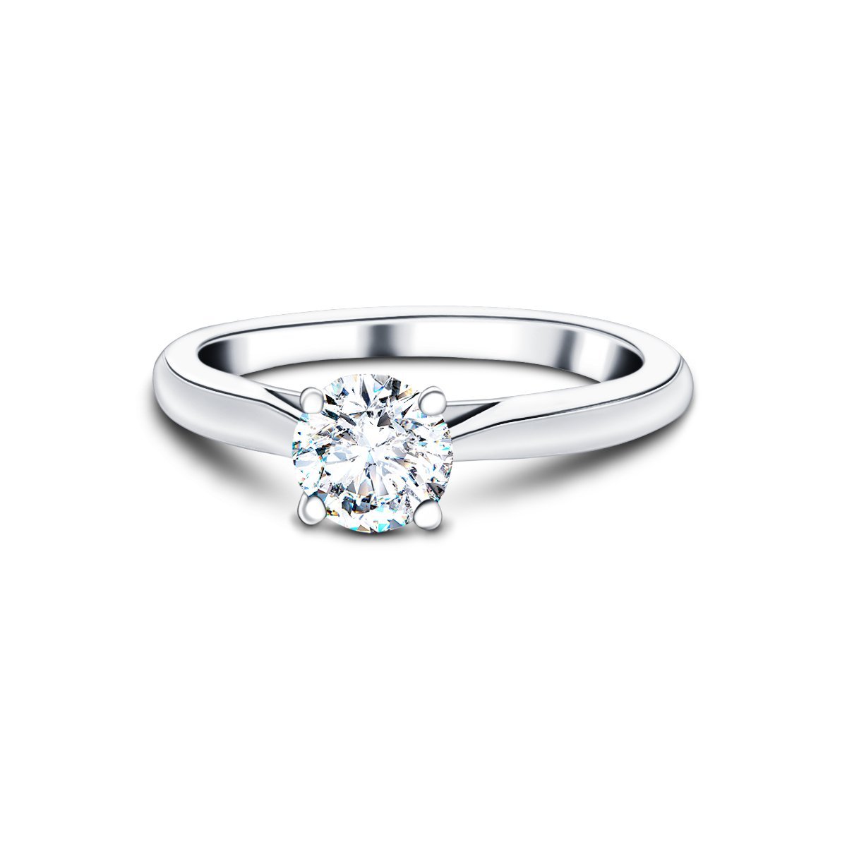 Diamond Solitaire Engagement Ring 0.50ct G/SI Quality 18k White Gold - All Diamond