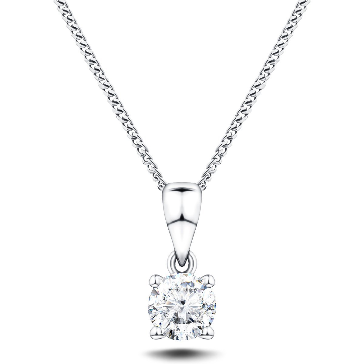 Diamond Solitaire Necklace 0.10ct G/SI in 18k White Gold - All Diamond