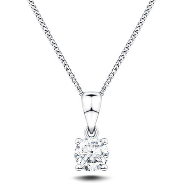 18K White Gold Diamond Pear Shaped Pendant Necklace 18