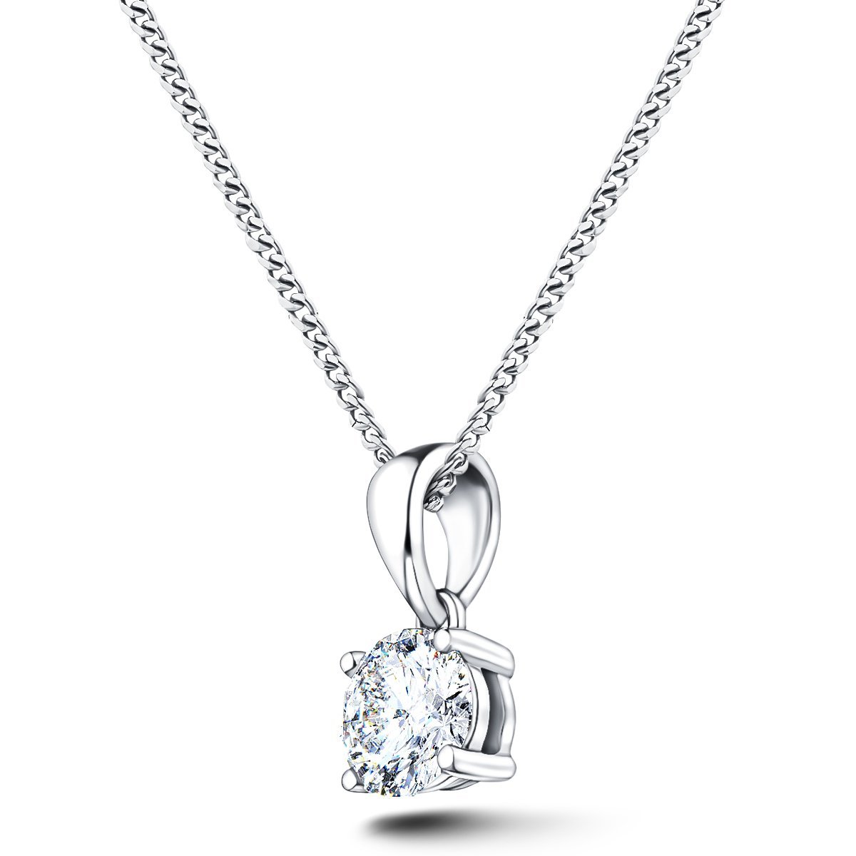 Diamond Solitaire Necklace 0.20ct G/SI in 18k White Gold - All Diamond