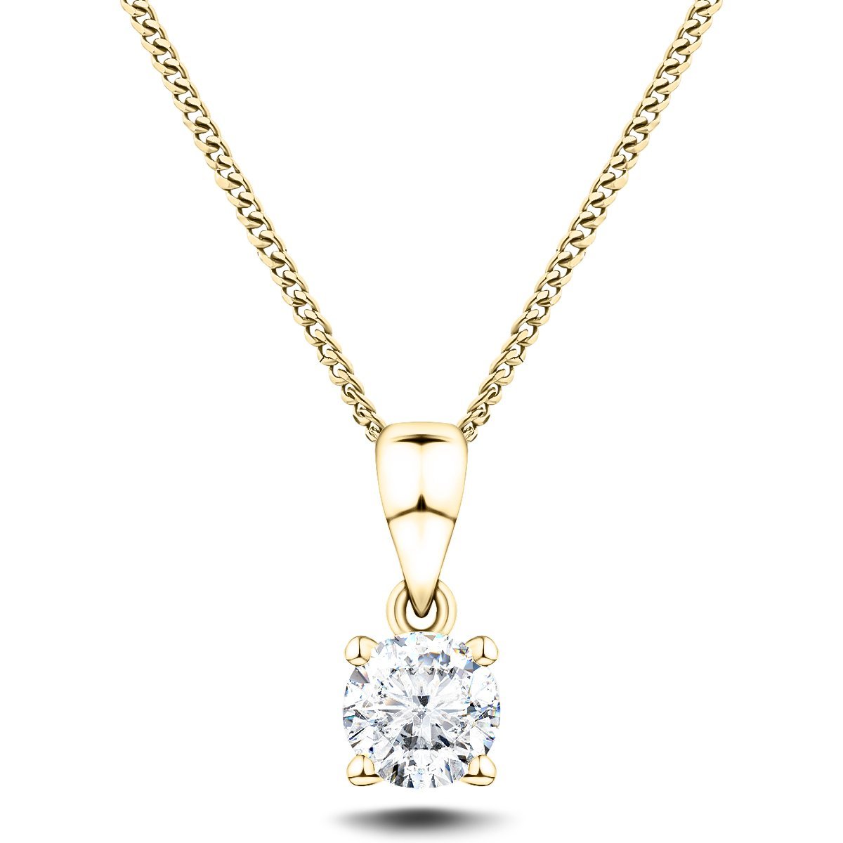 Diamond Solitaire Necklace 0.20ct G/SI in 18k Yellow Gold - All Diamond