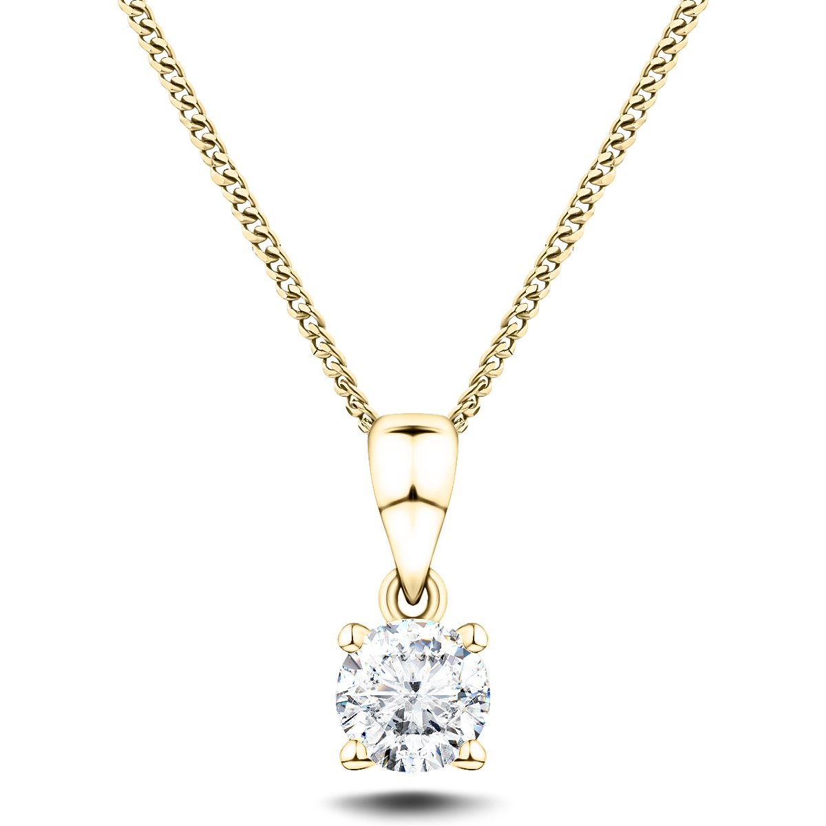 Diamond Solitaire Necklace 0.25ct G/SI in 18k Yellow Gold - All Diamond