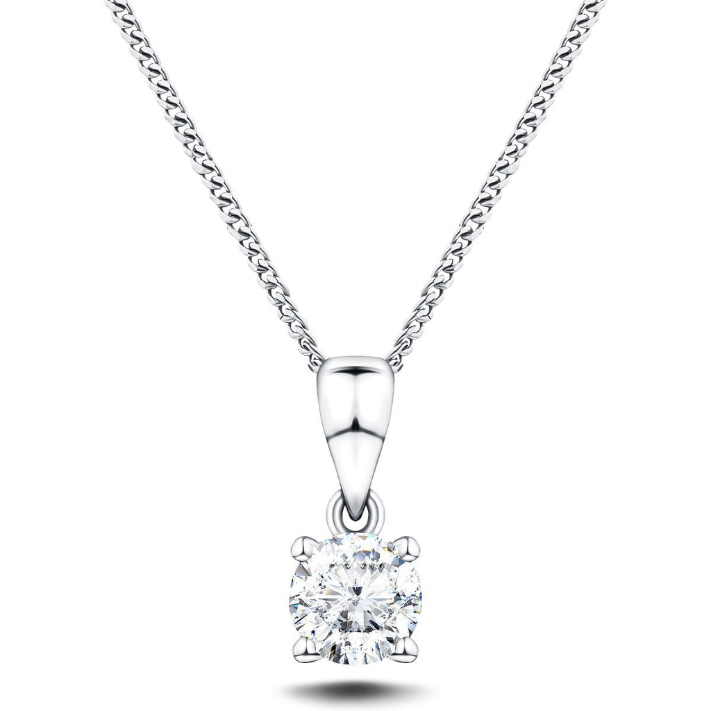 Diamond Solitaire Necklace 0.35ct G/SI in 18k White Gold - All Diamond
