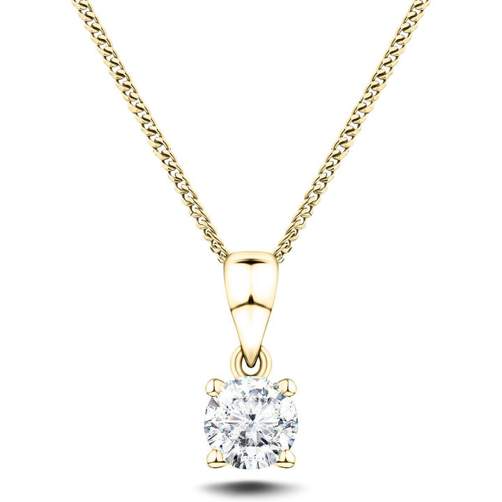 Diamond Solitaire Necklace 0.50ct G/SI in 18k Yellow Gold