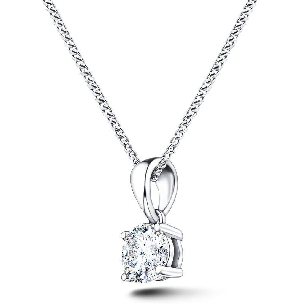 Diamond Solitaire Necklace 0.60ct G/SI in 18k White Gold - All Diamond