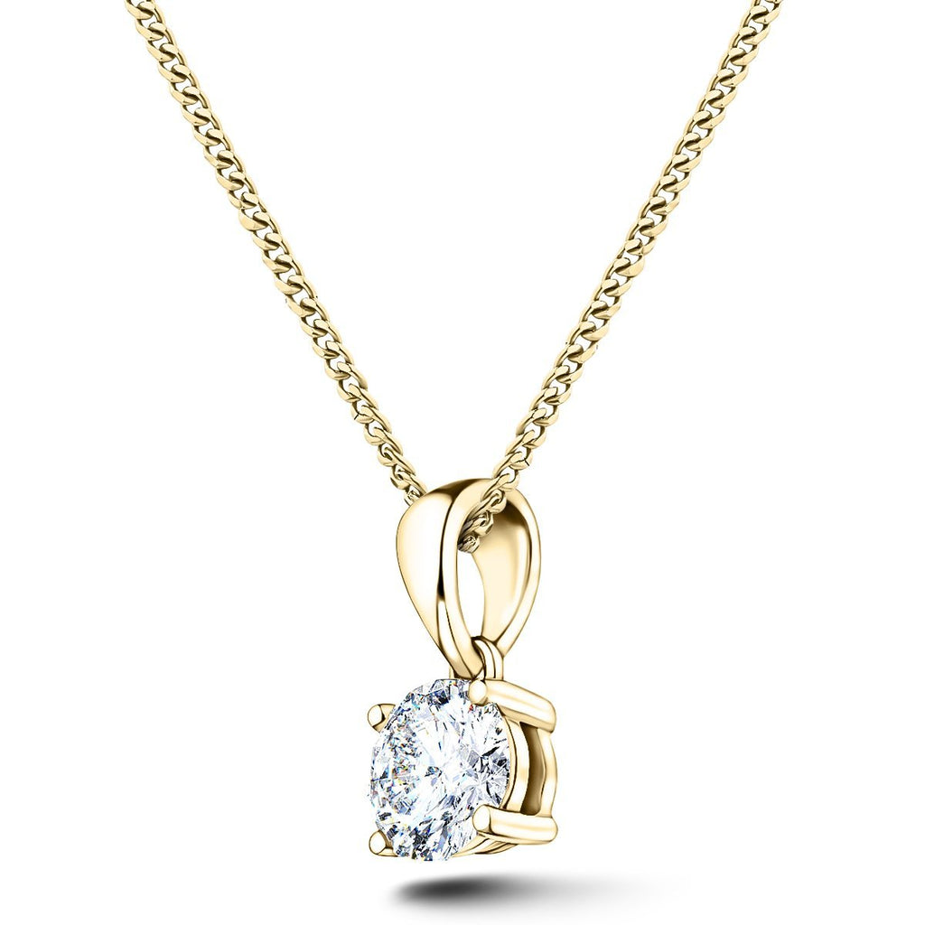 Diamond Solitaire Necklace 1.00ct G/SI in 18k Yellow Gold - All Diamond