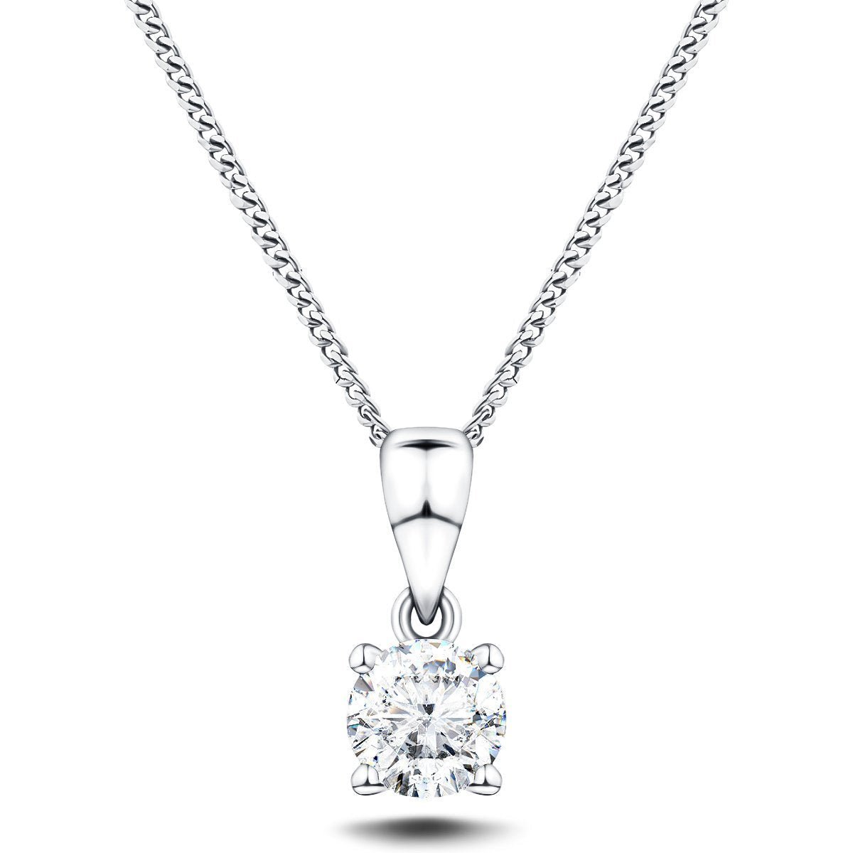 Diamond Solitaire Necklace Pendant 0.05ct H/SI In 9k White Gold - All Diamond