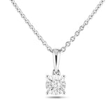 Diamond Solitaire Necklace Pendant 0.30ct Look G/SI Quality 9k White Gold - All Diamond