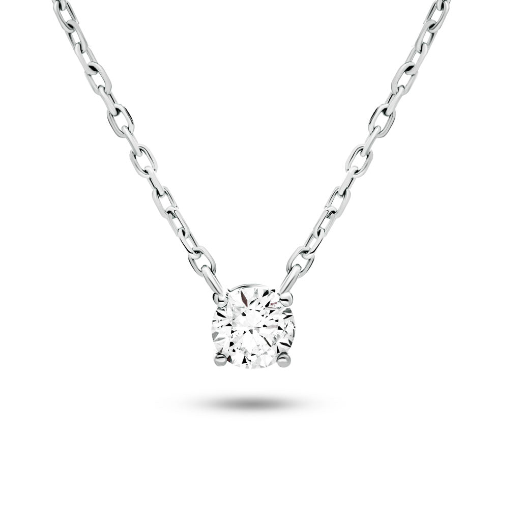 Diamond Solitaire Pendant Necklace 0.15ct G/SI in 18k White Gold - All Diamond