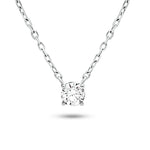 Diamond Solitaire Pendant Necklace 0.15ct G/SI in 18k White Gold - All Diamond