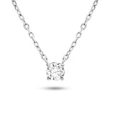 Diamond Solitaire Pendant Necklace 0.15ct G/SI in 18k White Gold - All Diamond
