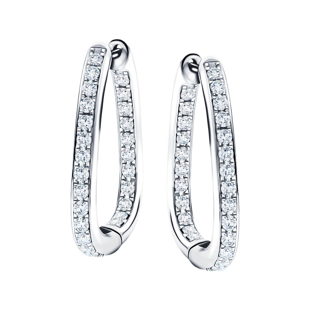 Diamond Square Grain Set Hoop Earrings 0.50ct G/SI 18k White Gold - All Diamond