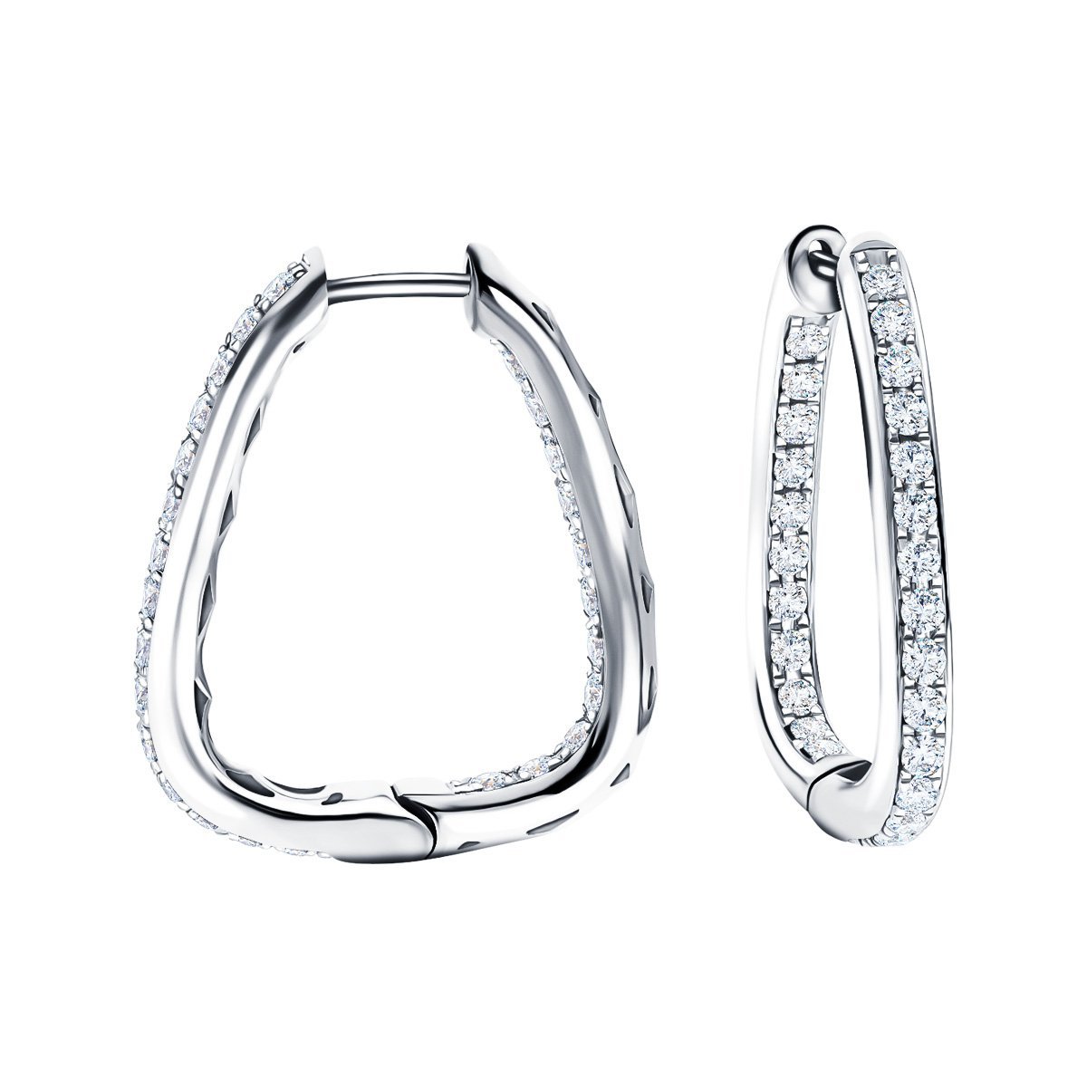 Diamond Square Grain Set Hoop Earrings 0.50ct G/SI 18k White Gold - All Diamond