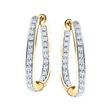 Diamond Square Grain Set Hoop Earrings 0.50ct G/SI 18k Yellow Gold - All Diamond