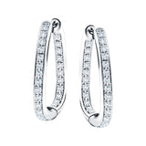 Diamond Square Grain Set Hoop Earrings 0.75ct G/SI 18k White Gold - All Diamond