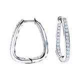 Diamond Square Grain Set Hoop Earrings 0.75ct G/SI 18k White Gold - All Diamond