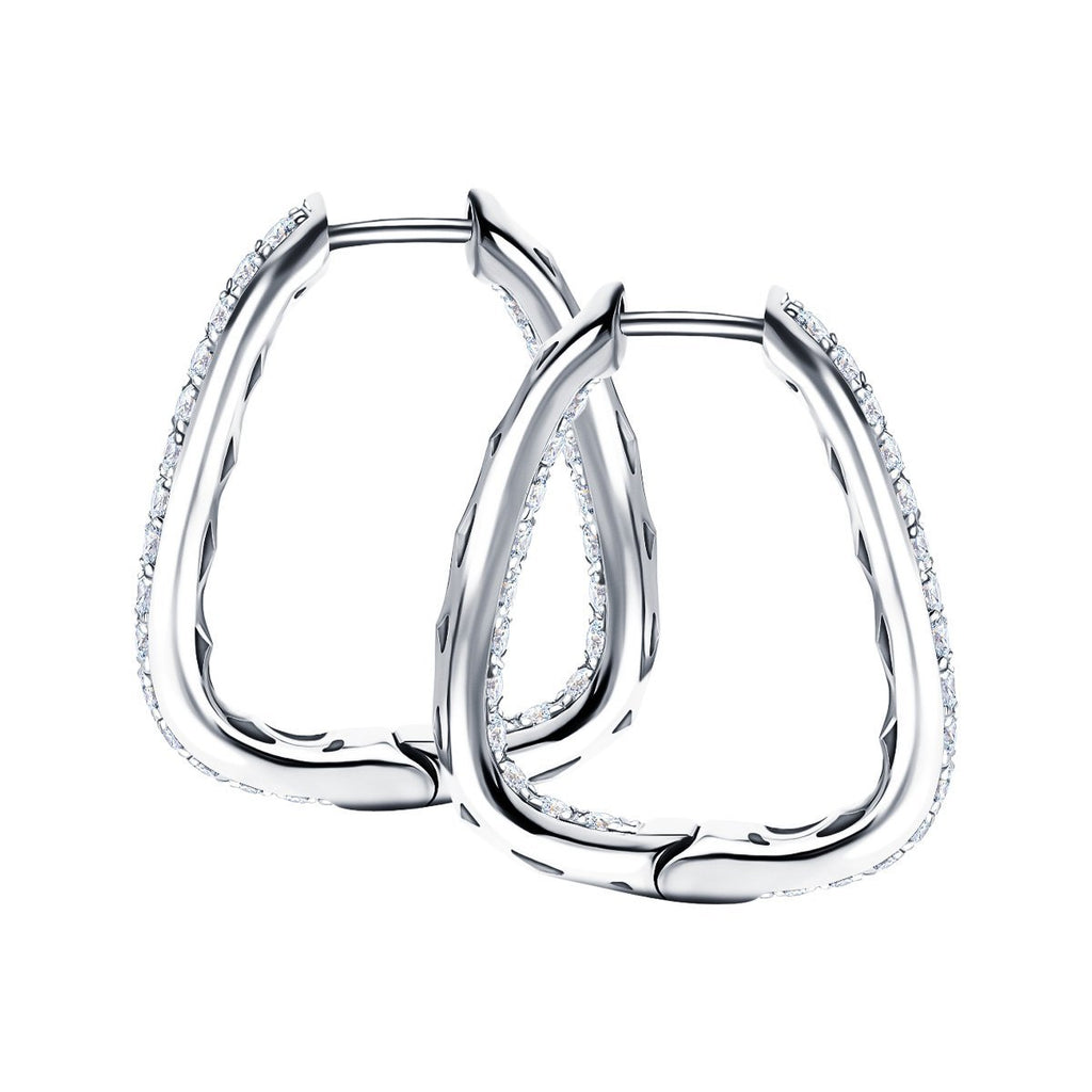 Diamond Square Grain Set Hoop Earrings 0.75ct G/SI 18k White Gold - All Diamond