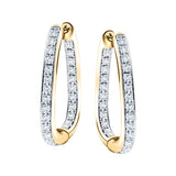 Diamond Square Grain Set Hoop Earrings 0.75ct G/SI 18k Yellow Gold - All Diamond