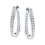 Diamond Square Grain Set Hoop Earrings 1.00ct G/SI 18k White Gold - All Diamond