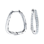 Diamond Square Grain Set Hoop Earrings 1.00ct G/SI 18k White Gold - All Diamond