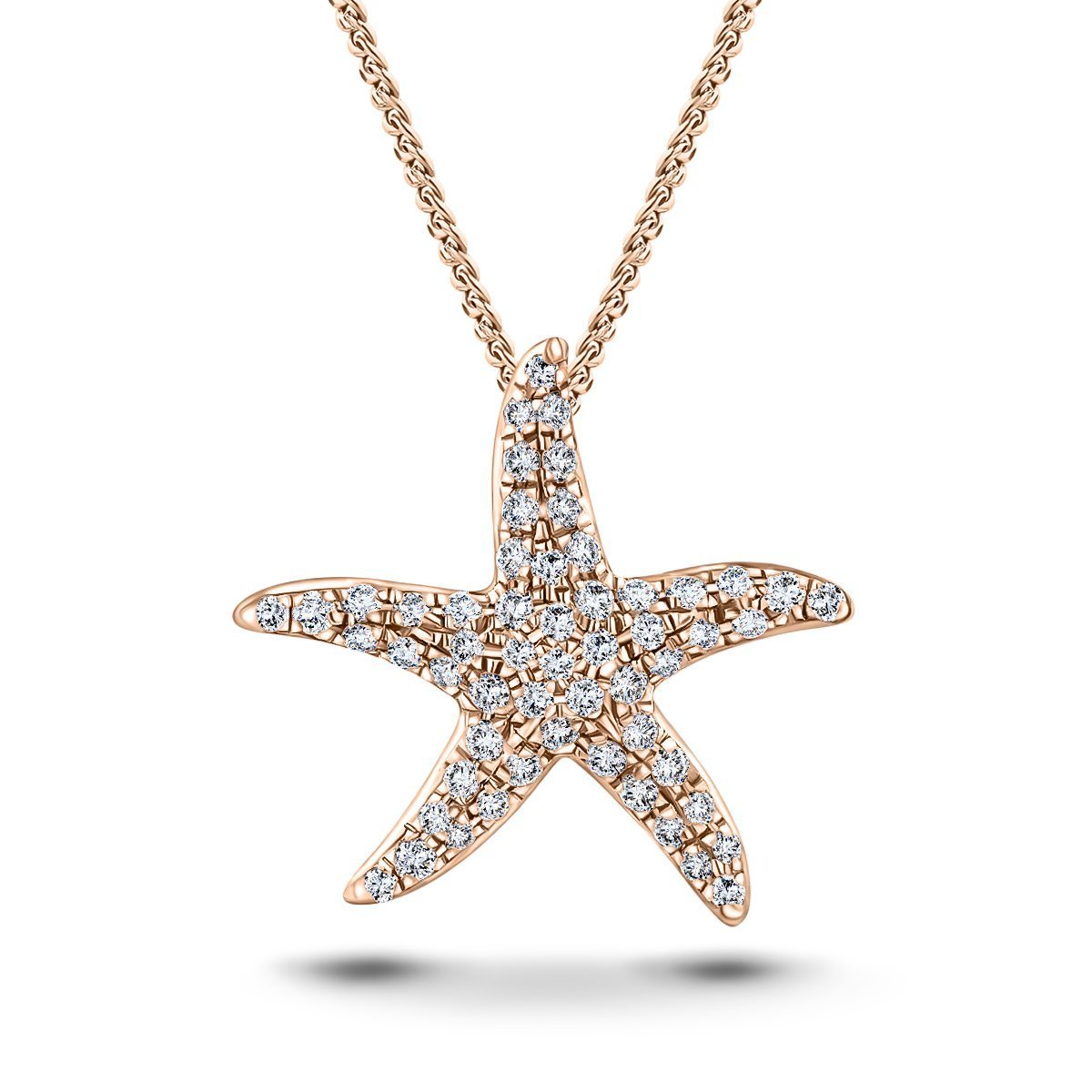 Diamond Star Fish Necklace 0.25ct G/SI Quality in 9k Rose Gold - All Diamond