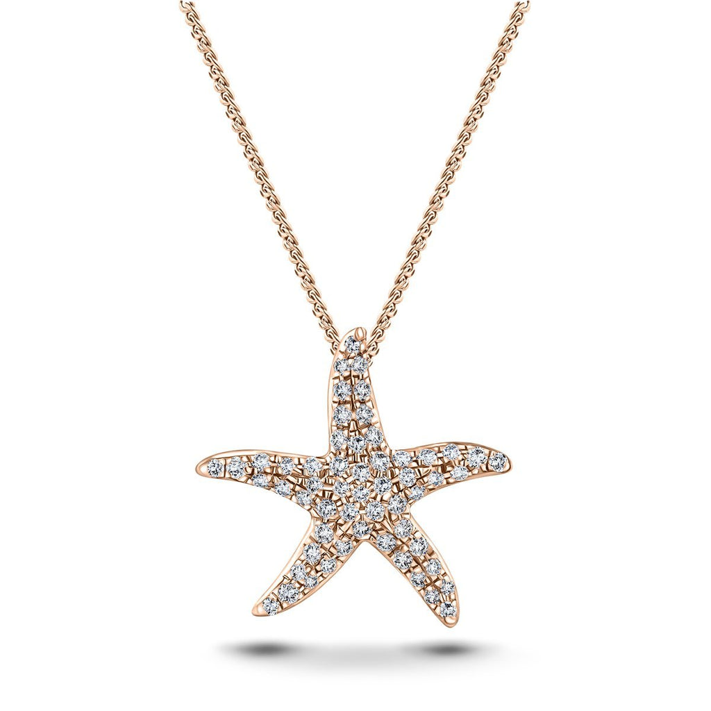 Diamond Star Fish Necklace 0.45ct G/SI Quality in 18k Rose Gold - All Diamond