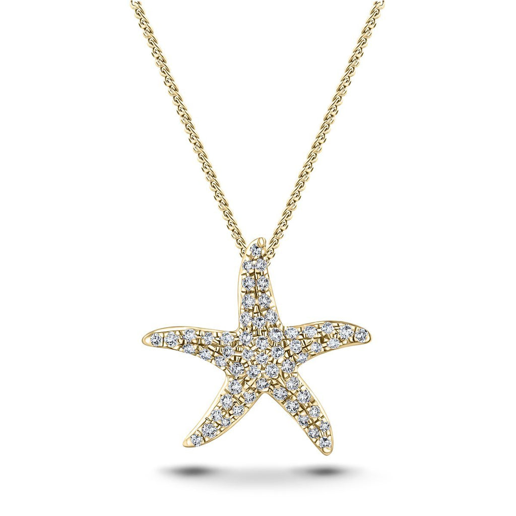 Diamond Star Fish Necklace 0.45ct G/SI Quality in 18k Yellow Gold - All Diamond