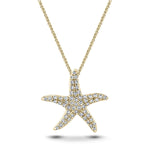 Diamond Star Fish Necklace 0.70ct G/SI Quality in 18k Yellow Gold - All Diamond