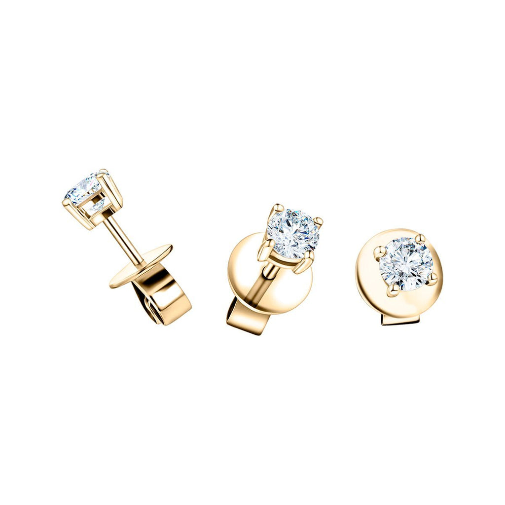 Diamond Stud Earrings 0.30ct Premium Quality in 18K Yellow Gold - All Diamond