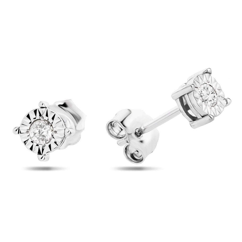 Diamond Stud Earrings 0.60ct Look G/SI Quality in 9k White Gold 4.3mm - All Diamond