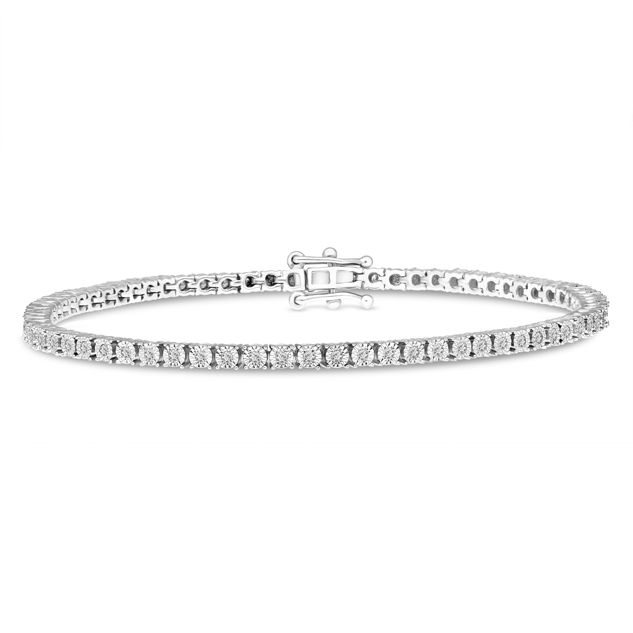 Diamond Tennis Bracelet 3.00ct Look G/SI Quality Set in Silver - All Diamond