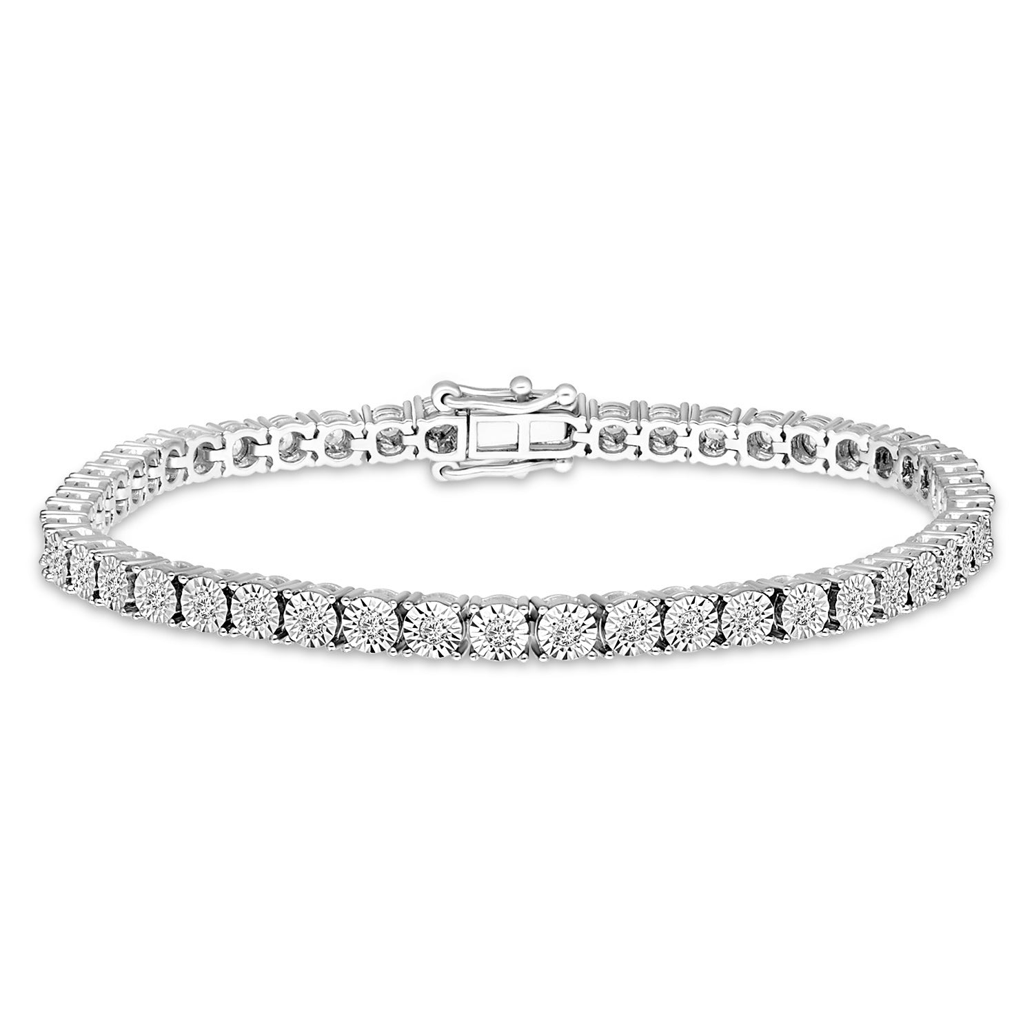 Diamond Tennis Bracelet 7.50ct Look G/SI Quality Set in Silver - All Diamond