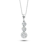 Diamond Trilogy Cluster Pendant Necklace 0.50ct G/SI 18k White Gold - All Diamond