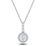 Drop Diamond Halo Pendant Necklace 0.40ct G/SI 18k White Gold - All Diamond