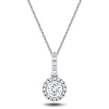 Drop Diamond Halo Pendant Necklace 0.40ct G/SI 18k White Gold - All Diamond