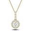 Drop Diamond Halo Pendant Necklace 0.40ct G/SI 18k Yellow Gold