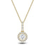 Drop Diamond Halo Pendant Necklace 0.60ct G/Si 18k Yellow Gold - All Diamond