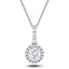 Drop Diamond Halo Pendant Necklace 0.65ct G/SI 18k White Gold