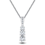 Drop Diamond Trilogy Pendant Necklace 0.50ct G/SI 18k White Gold - All Diamond